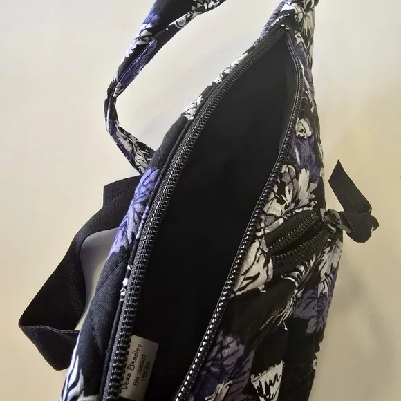 Vera Bradley Quilted Sling Backpack – Black, Purple, Gray & White | Like New - Picture 8 of 8